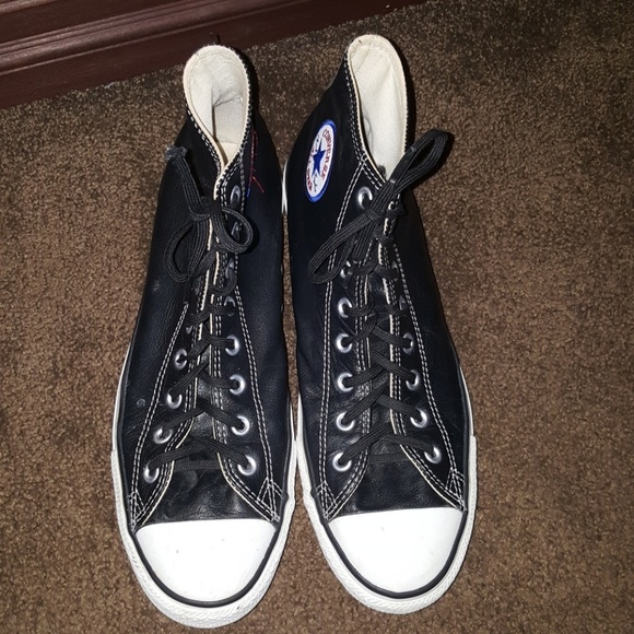 Converse Other - 🖤Black Leather All Star Hi-Tops🖤